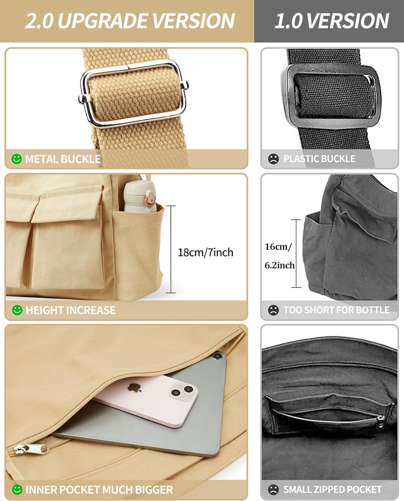 KALIDI FANCY FOREST KALIDI Canvas Tote Bag Messenger Bag, Large Crossbody Bag for Women or Men, Casual Canvas Shoulder Bag for College Work Daily - Image 5